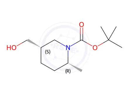 Chemical structure of tert-Butyl (2R,5S)-5-(hydroxymethyl)-2-methylpiperidine-1-carboxylate