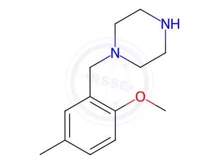 Chemical structure of 1-(2-methoxy-5-methylbenzyl)piperazine dihydrochloride