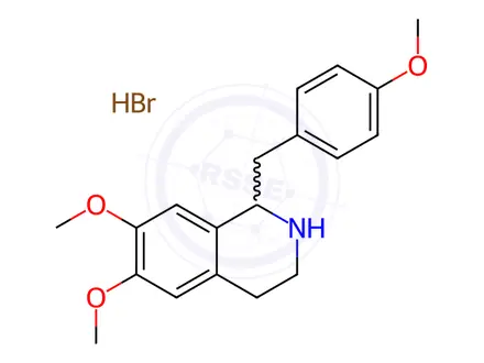Chemical structure of 1,2,3,4-Tetrahydro-6,7-dimethoxy-1-(p-methoxybenzyl)isoquinoline Hydrobromide