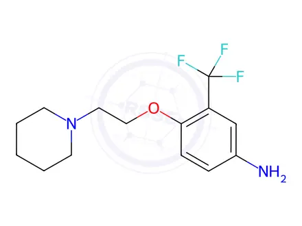 Chemical structure of 4-[2-(1-Piperidinyl)ethoxy]-3-(trifluoromethyl)-phenylamine Dihydrochloride