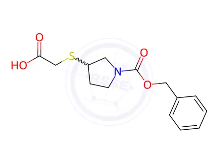 Chemical structure of 2-((1-((Benzyloxy)carbonyl)pyrrolidin-3-yl)thio)acetic acid