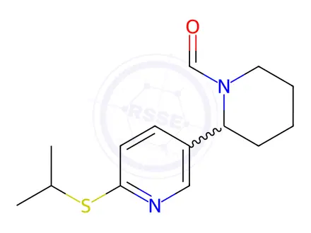 Chemical structure of 2-(6-(Isopropylthio)pyridin-3-yl)piperidine-1-carbaldehyde