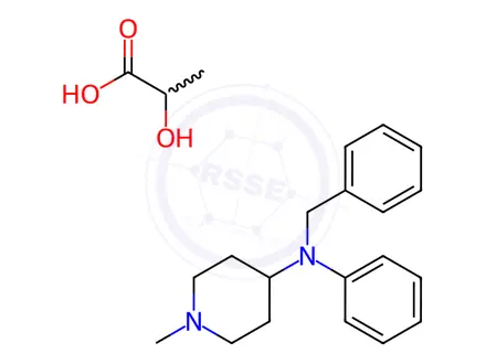 Chemical structure of lactic acid, compound with N-benzyl-1-methyl-N-phenylpiperidin-4-amine (1:1)