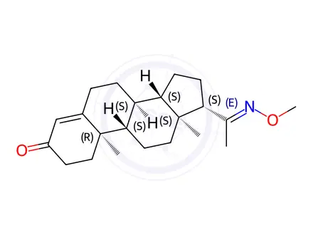 Chemical structure of progesterone-20-(O-methyloxime)