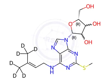 Chemical structure of 2-Methylthio-N6-isopentenyladenosine-d6