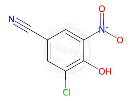 Chemical structure of Benzonitrile, 3-chloro-4-hydroxy-5-nitro-