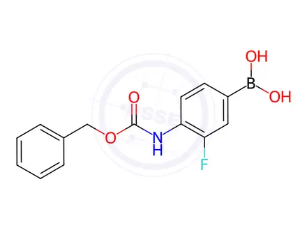 Chemical structure of (4-(((Benzyloxy)carbonyl)amino)-3-fluorophenyl)boronic acid