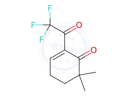 Chemical structure of 2-Cyclohexen-1-one, 6,6-dimethyl-2-(trifluoroacetyl)-(9CI)