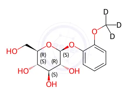 Chemical structure of Guaiacol-β-D-glucopyranoside-d3