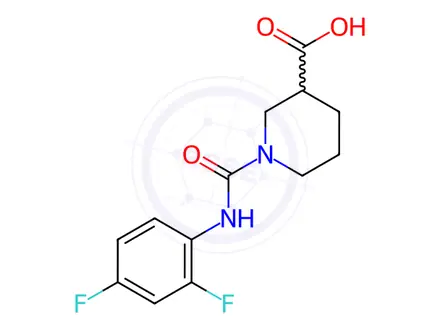 Chemical structure of 1-[(2,4-Difluorophenyl)carbamoyl]piperidine-3-carboxylic acid