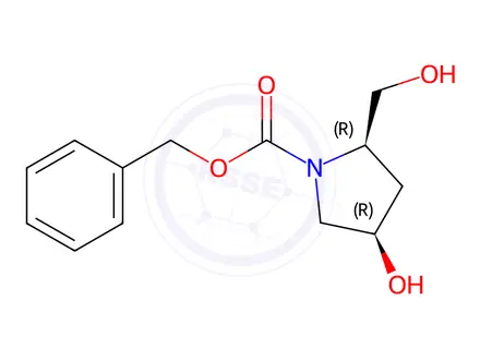 Chemical structure of (2R,4R) -Phenyl-4-hydroxy-2-(hydroxymethyl)pyrrolidine-1-carboxylate