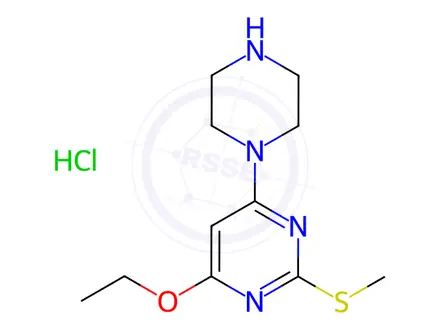 Chemical structure of 4-Ethoxy-2-Methylsulfanyl-6-piperazin-1-yl-pyriMidine hydrochloride