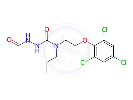 Chemical structure of 2-Formyl-N-propyl-N-[2-(2,4,6-trichlorophenoxy)ethyl] hydrazinecarboxamide Solution in Acetonitrile
