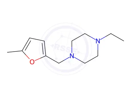 Chemical structure of Piperazine, 1-ethyl-4-[(5-methyl-2-furanyl)methyl]-(9CI)