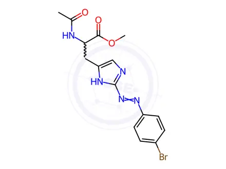 Chemical structure of L-Histidine, N-acetyl-2-[(4-bromophenyl)azo]-, methyl ester (9CI)