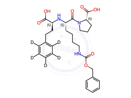 Chemical structure of N-Benzyloxycarbonyl (S)-Lisinopril-d5