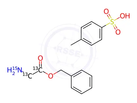 Chemical structure of Glycine Benzyl Ester-13C2,15N p-Toluenesulfonate