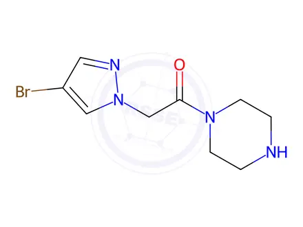 Chemical structure of 2-(4-Bromo-1H-pyrazol-1-yl)-1-(piperazin-1-yl)ethanone dihydrochloride
