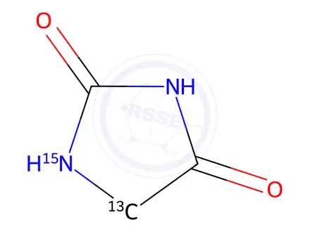 Chemical structure of Hydantoin-5-13C,1-15N