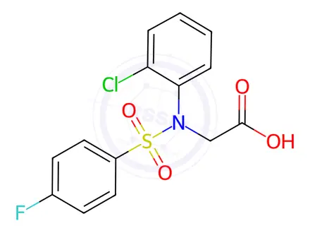 Chemical structure of 2-{2-chloro[(4-fluorophenyl)sulfonyl]anilino}acetic acid