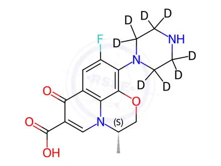 Chemical structure of Desmethyl Levofloxacin-d8 Hydrochloride