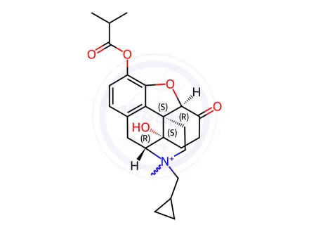 Chemical structure of O-Isobutyryl N-methyl naltrexone iodide