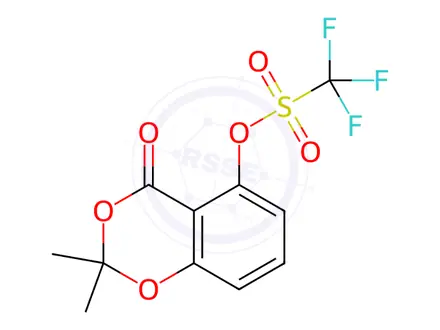Chemical structure of Methanesulfonic acid, 1,1,1-trifluoro-, 2,2-dimethyl-4-oxo-4H-1,3-benzodioxin-5-yl ester