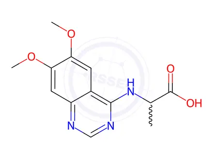 Chemical structure of 2-((6,7-Dimethoxyquinazolin-4-yl)amino)propanoic acid