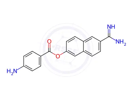 Chemical structure of Nafamostat Mesilate Impurity 17 Dimesylate