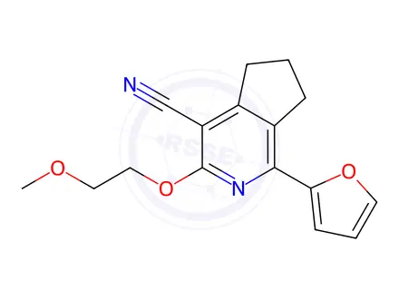 Chemical structure of 1-(Furan-2-yl)-3-(2-methoxyethoxy)-6,7-dihydro-5H-cyclopenta[c]pyridine-4-carbonitrile