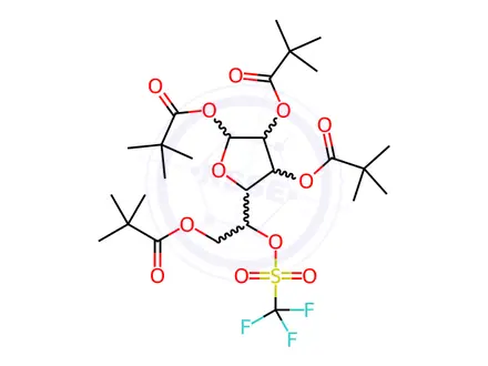 Chemical structure of 5-(Trifluoromethanesulfonate) β-D-Galactofuranose 1,2,3,6-Tetrakis(2,2-dimethylpropanoate)