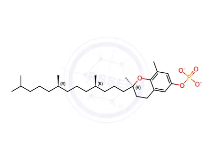 Chemical structure of disodium [2R-[2R*(4R*,8R*)]]-3,4-dihydro-2,8-dimethyl-2-(4,8,12-trimethyltridecyl)-2H-1-benzopyran-6-yl phosphate