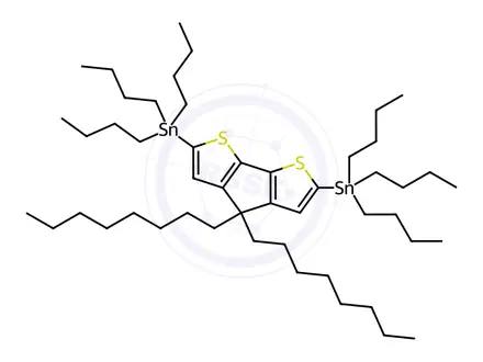 Chemical structure of (4,4-Dioctyl-4H-cyclopenta[2,1-b:3,4-b']dithiophene-2,6-diyl)bis(tributylstannane)
