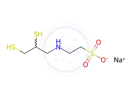 Chemical structure of Taurine, N-(2,3-dimercaptopropyl)-, sodium salt