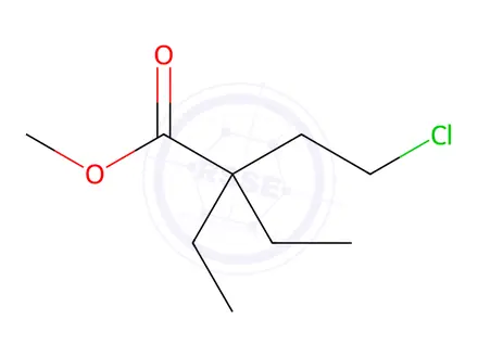 Chemical structure of Butanoic acid, 2-(2-chloroethyl)-2-ethyl-, methyl ester