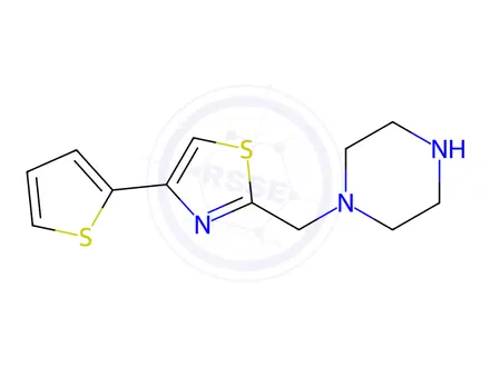 Chemical structure of 1-{[4-(thiophen-2-yl)-1,3-thiazol-2-yl]methyl}piperazine dihydrochloride