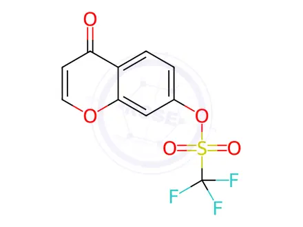 Chemical structure of Methanesulfonic acid, 1,1,1-trifluoro-, 4-oxo-4H-1-benzopyran-7-yl ester
