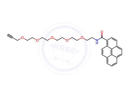 Chemical structure of N-(3,6,9,12,15-Pentaoxaoctadec-17-yn-1-yl)pyrene-1-carboxamide