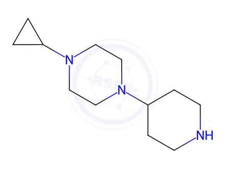 Chemical structure of 1-cyclopropyl-4-(piperidin-4-yl)piperazine trihydrochloride