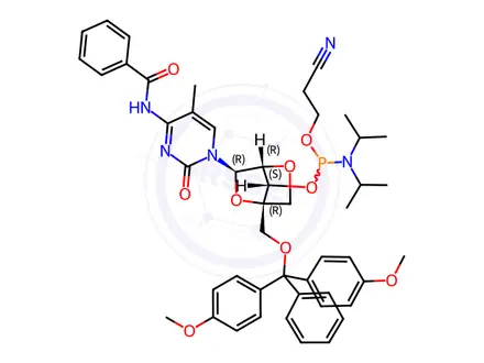 Chemical structure of Phosphoramidites Impurity 104 (2'-O-4'-C Locked-C(bz) Phosphoramidite)