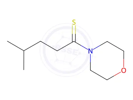 Chemical structure of Morpholine, 4-(4-methyl-1-thioxopentyl)-(9CI)