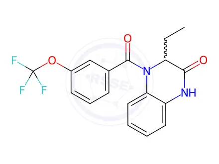 Chemical structure of 2(1H)-Quinoxalinone, 3-ethyl-3,4-dihydro-4-[3-(trifluoromethoxy)benzoyl]-