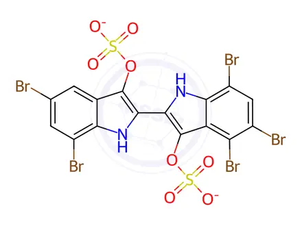 Chemical structure of 4,5,5',7,7'-Pentabromo-2,2'-bi[1H-indole]-3,3'-diol bis(sulfuric acid sodium) salt