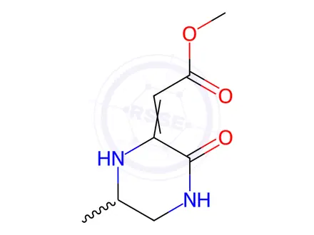 Chemical structure of Acetic acid, (6-methyl-3-oxopiperazinylidene)-, methyl ester (9CI)