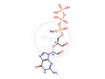 Chemical structure of GUANOSINE 5'-TRIPHOSPHATE 2',3'-DIALDEHYDE SODIUM SALT