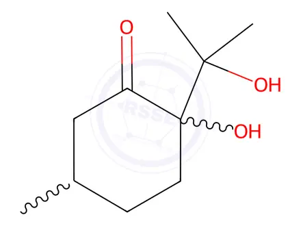 Chemical structure of Cyclohexanone, 2-hydroxy-2-(1-hydroxy-1-methylethyl)-5-methyl-