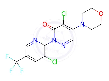 Chemical structure of 4-Chloro-2-(3-chloro-5-(trifluoromethyl)pyridin-2-yl)-5-morpholinopyridazin-3(2H)-one