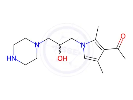 Chemical structure of 1-{1-[2-Hydroxy-3-(piperazin-1-yl)propyl]-2,4-dimethyl-1h-pyrrol-3-yl}ethan-1-one Dihydrochloride