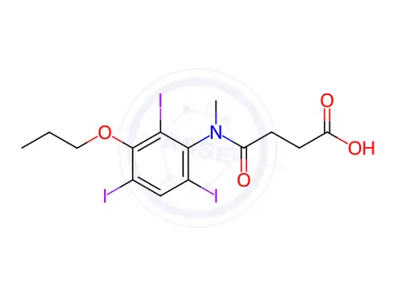Chemical structure of Butanoic acid, 4-(methyl(2,4,6-triiodo-3-propoxyphenyl)amino)-4-oxo-