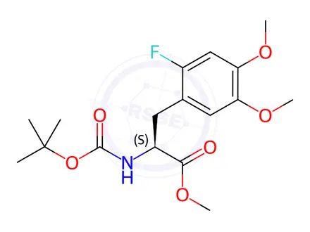 Chemical structure of (S)-Methyl 2-((tert-butoxycarbonyl)amino)-3-(2-fluoro-4,5-dimethoxyphenyl)propanoate